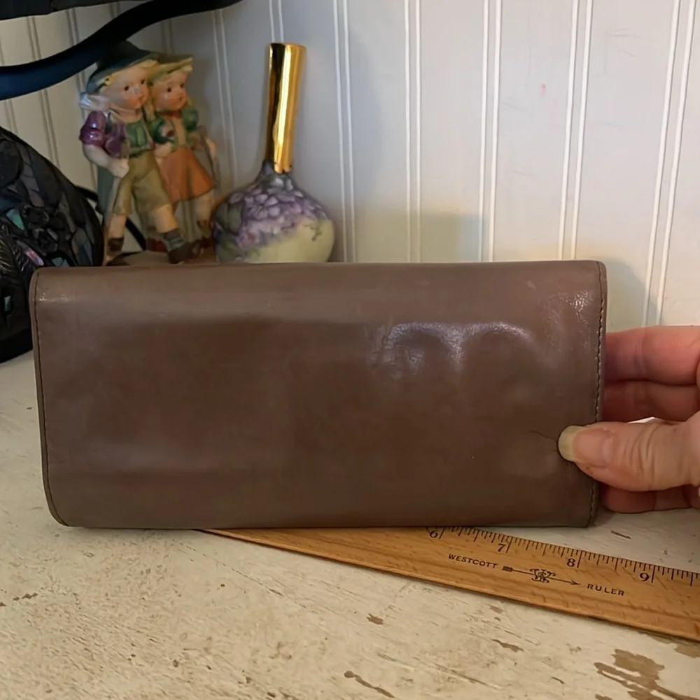 Vintage HOBO Brown Leather Clutch Wallet Folding